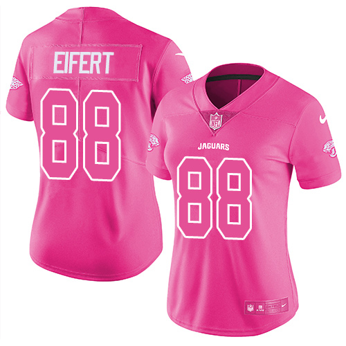 Nike Jacksonville Jaguars #88 Tyler Eifert Pink Women Stitched NFL Limited Rush Fashion Jersey->women nfl jersey->Women Jersey